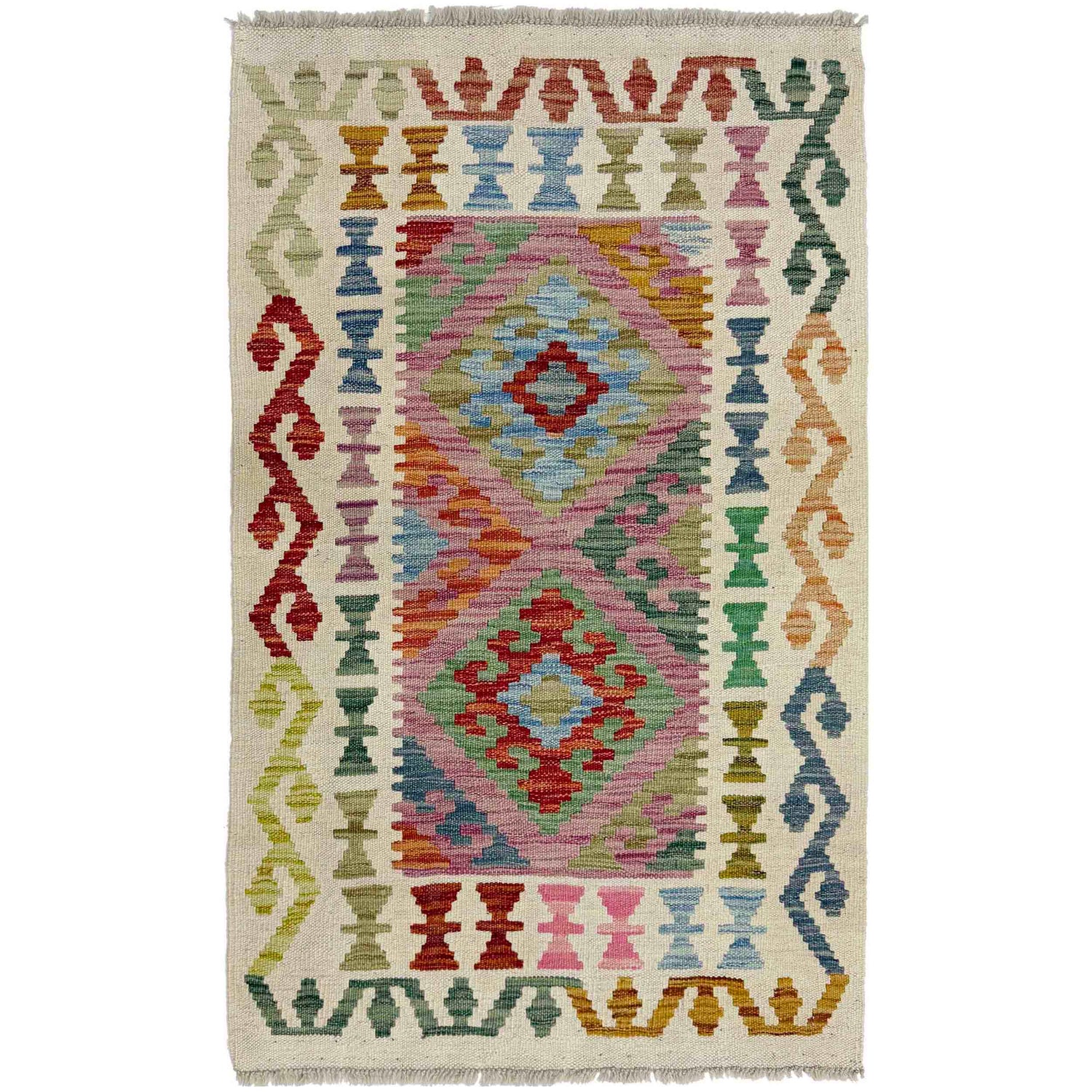 Handmade Vegetable Kelim 2' 4" x 4' 1" (ft) - No. R38304