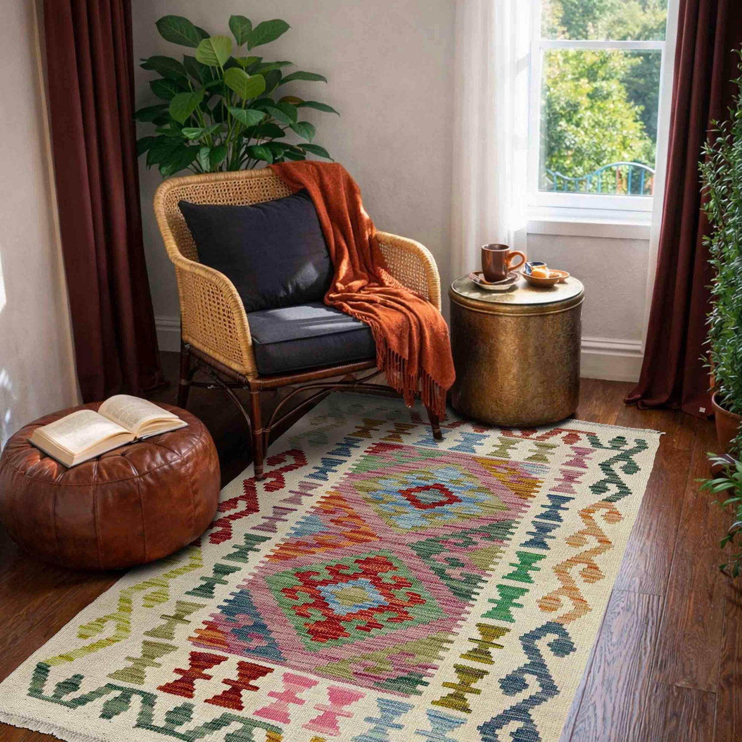 Handmade Vegetable Kelim 2' 4" x 4' 1" (ft) - No. R38304