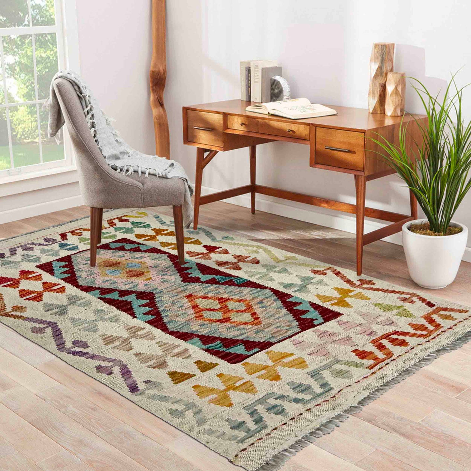 Handmade Vegetable Kilim 2' 10" x 4' 0" (ft) - No. R38305