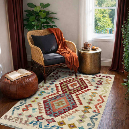 Handmade Vegetable Kilim 2' 10" x 4' 2" (ft) - No. R38343