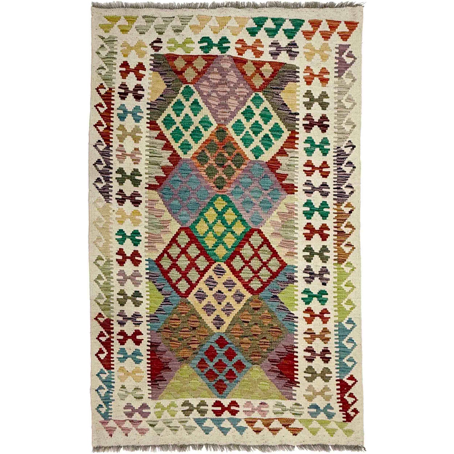 Handmade Vegetable Kelim 3' 1" x 5" 4" (ft) - No. R38352