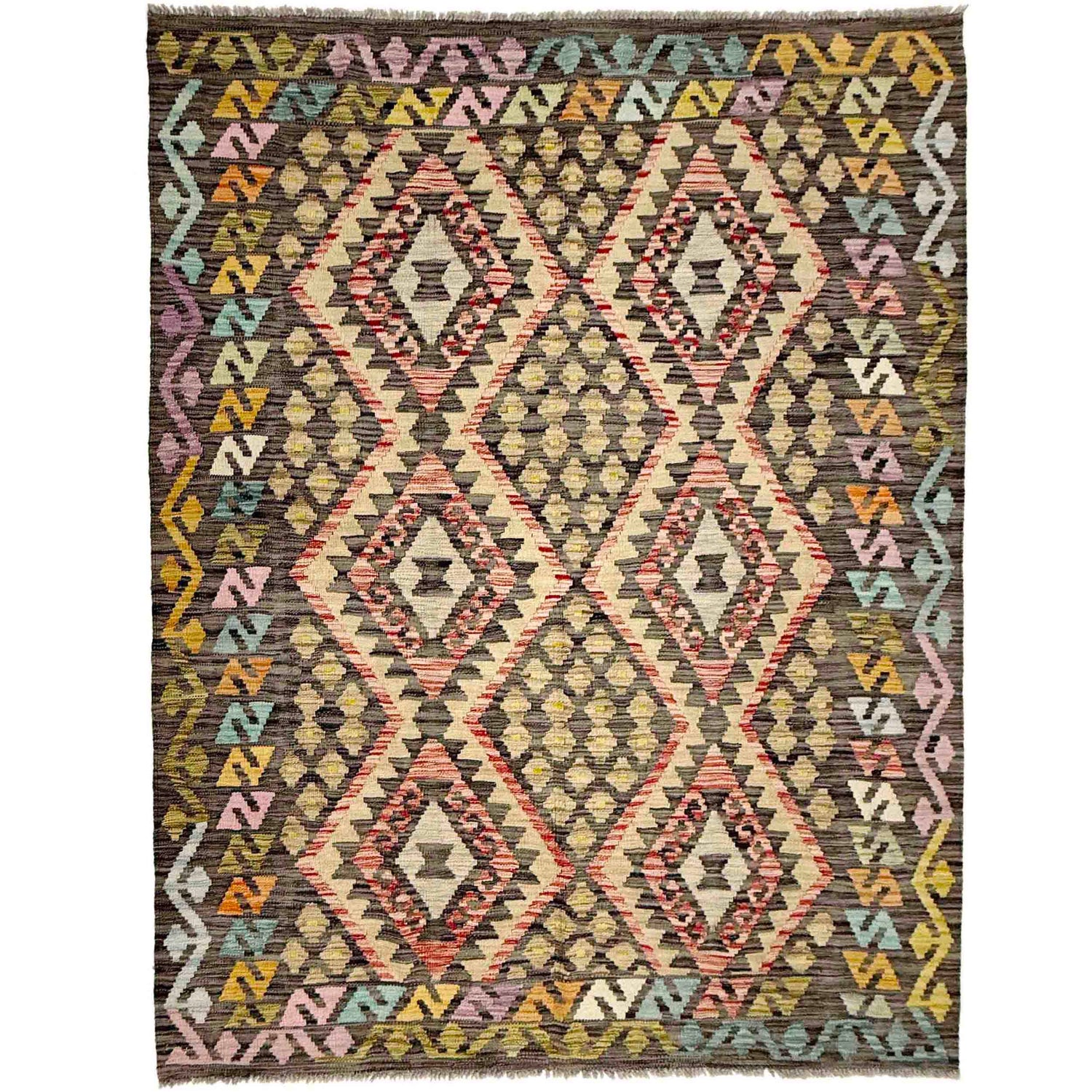 Handmade Vegetable Kelim 4' 10" x 6' 8" (ft) - No. R38364