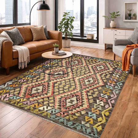 Handmade Vegetable Kelim 4' 10" x 6' 8" (ft) - No. R38364