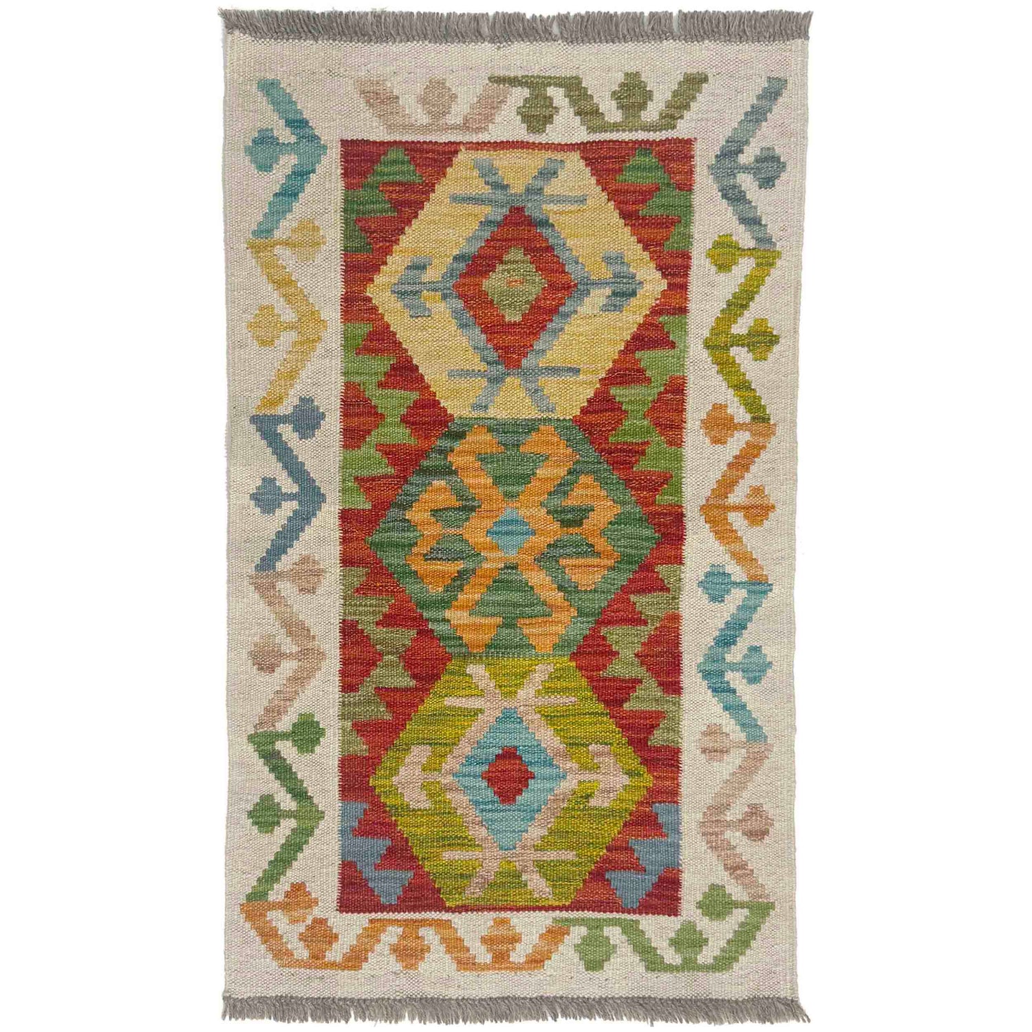 Handmade Vegetable Kelim 1' 10" x 3' 2" (ft) - No. R38396