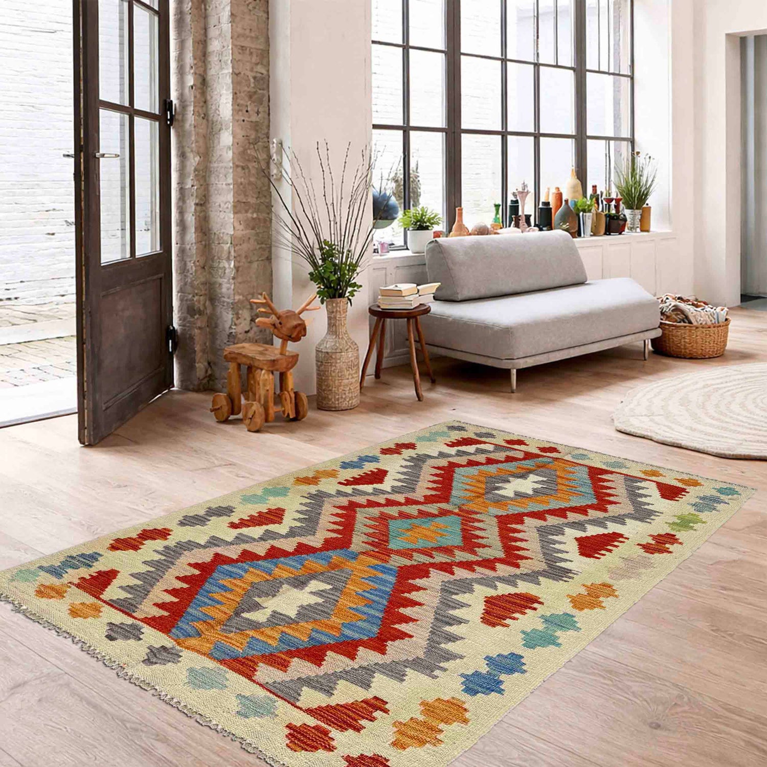 Handmade Vegetable Kilim 2' 6" x 4' 2" (ft) - No. R38407