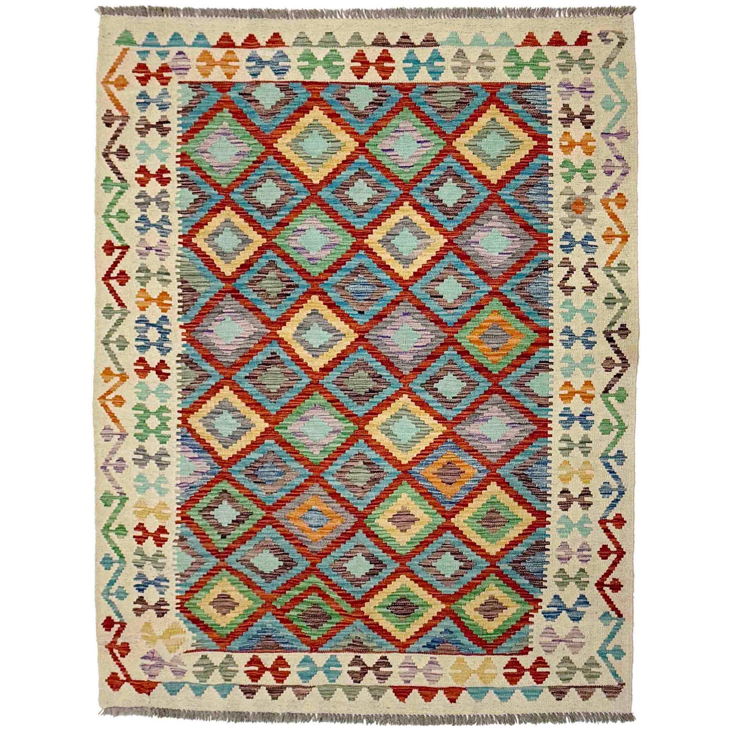 Handmade Vegetable Kilim 4' 10" x 6' 5" (ft) - No. R38451