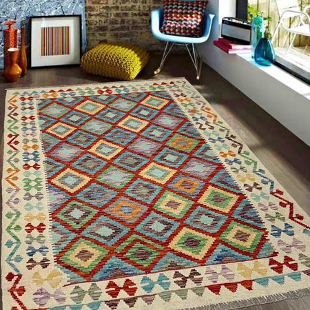 Handmade Vegetable Kilim 4' 10" x 6' 5" (ft) - No. R38451