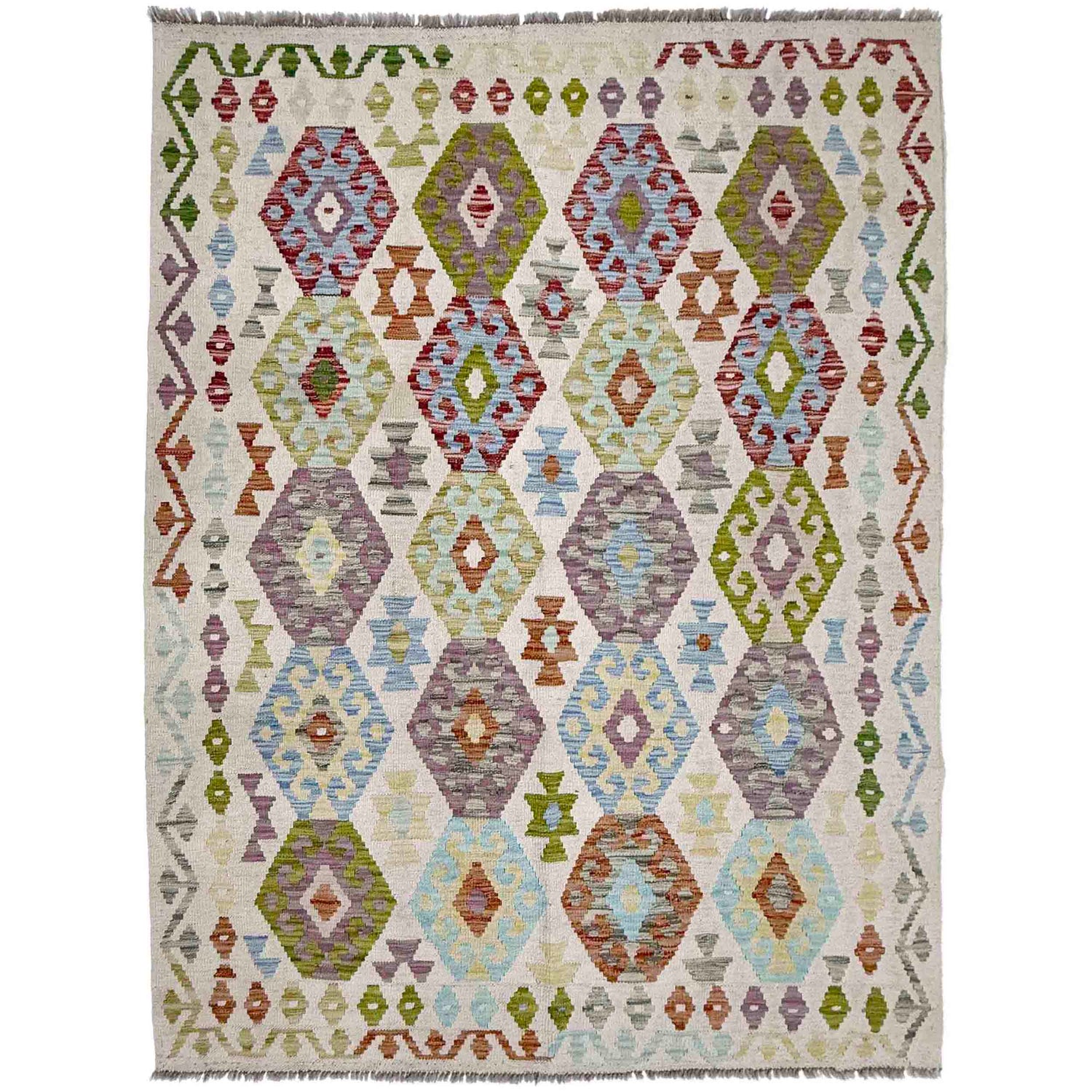Handmade Vegetable Kelim 5' 1" x 6' 10" (ft) - No. R38452