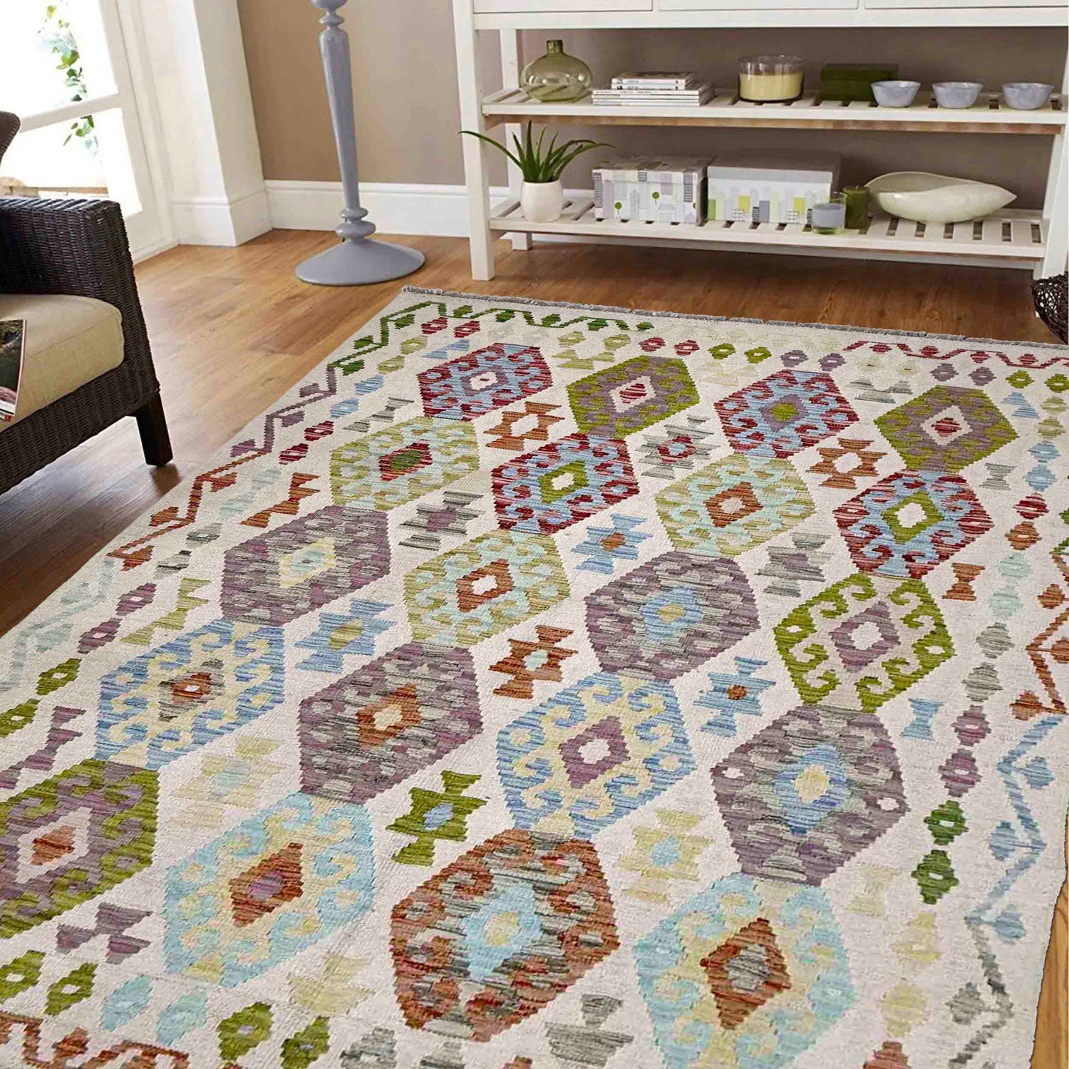 Handmade Vegetable Kelim 5' 1" x 6' 10" (ft) - No. R38452