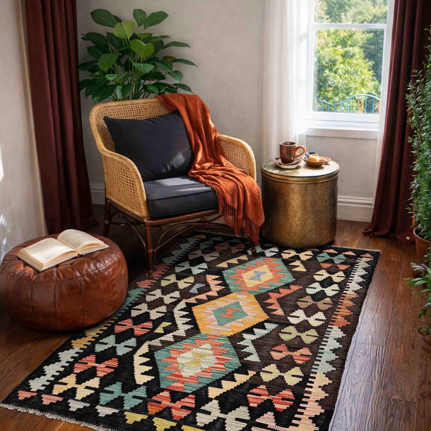 Handmade Vegetable Kelim 2' 8" x 4' 2" (ft) - No. R38617