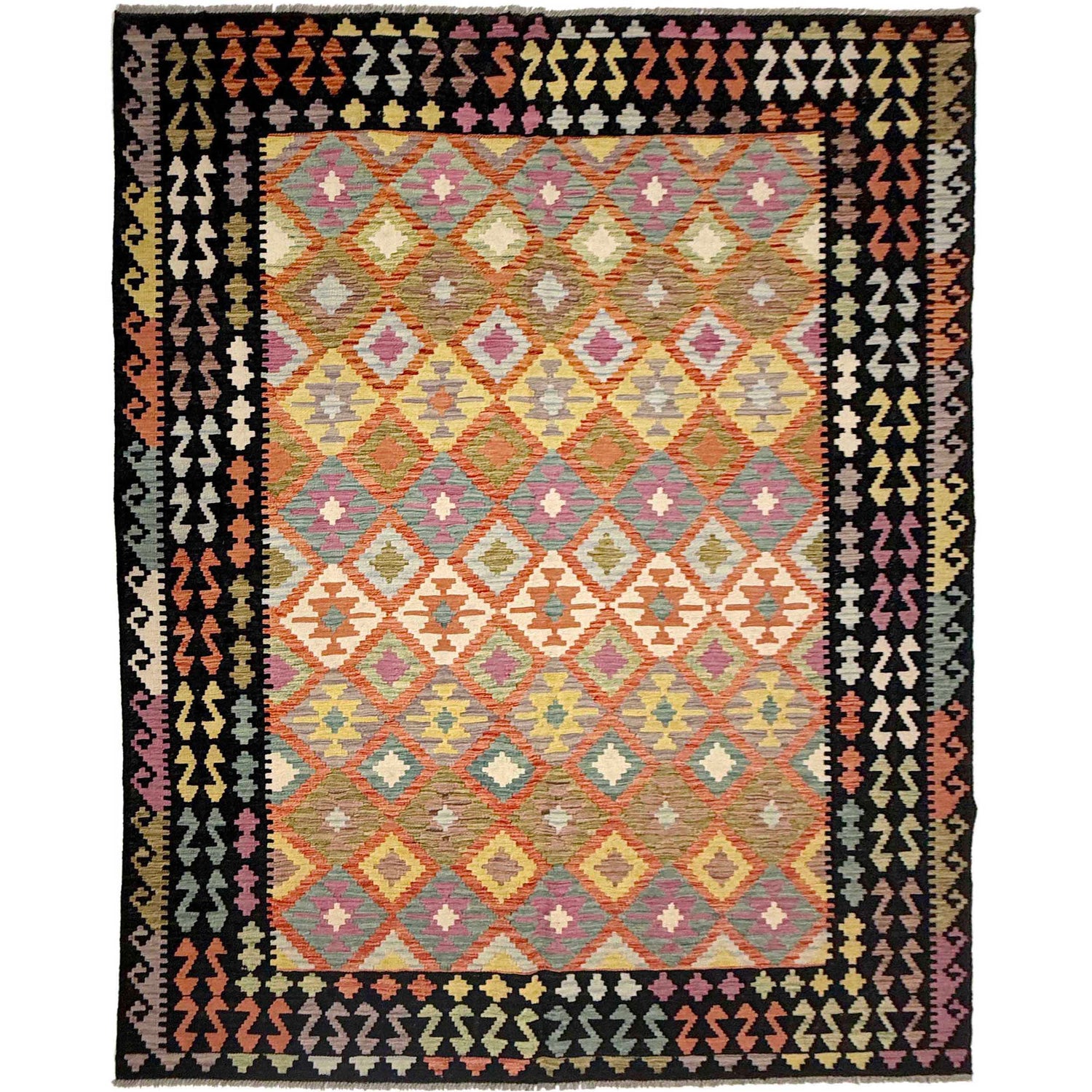 Handmade Vegetable Kilim 6' 8" x 9' 9" (ft) - No. R38618