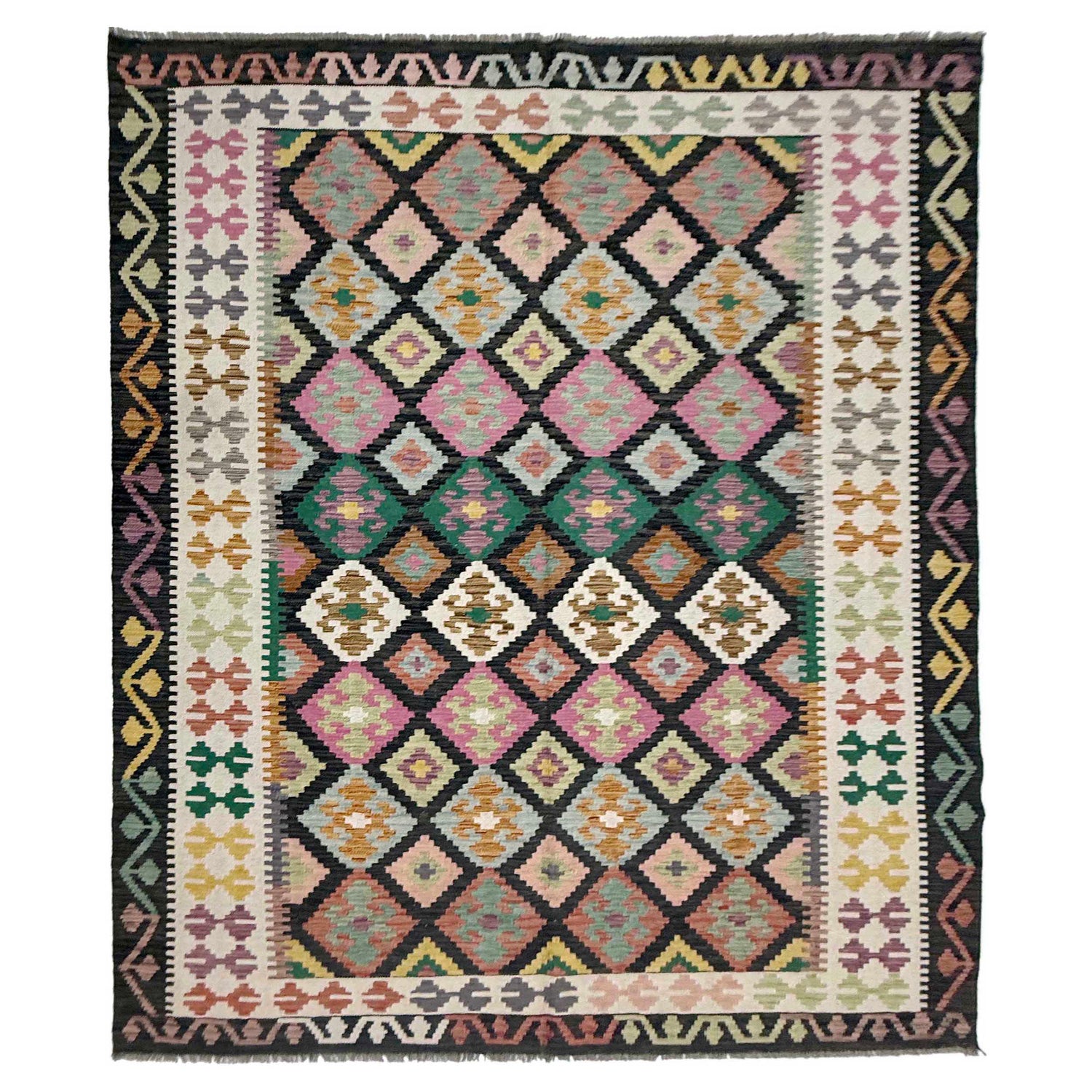 Handmade Vegetable Kilim 6' 8" x 9' 7" (ft) - No. R38626