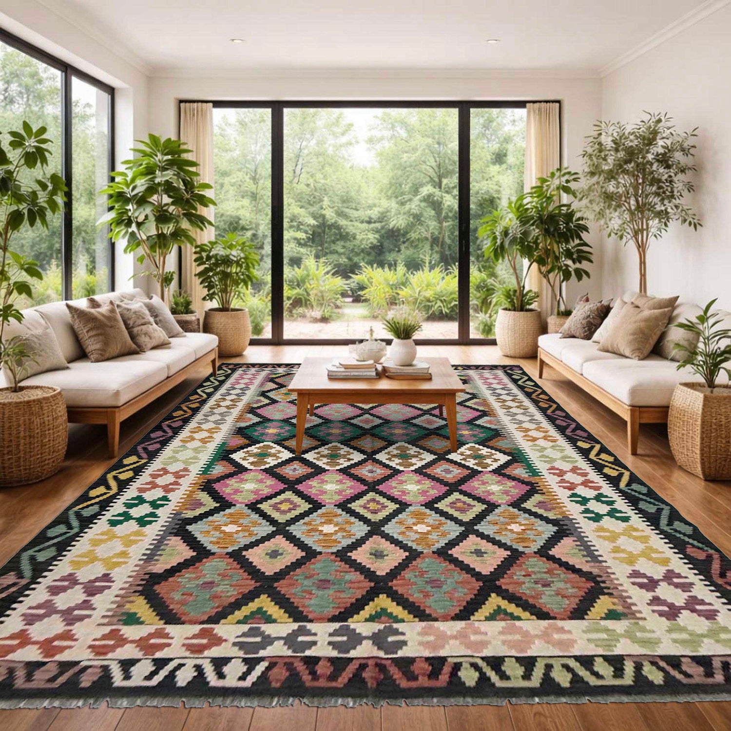 Handmade Vegetable Kilim 6' 8" x 9' 7" (ft) - No. R38626
