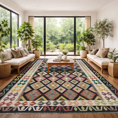 Handmade Vegetable Kilim 6' 8" x 9' 7" (ft) - No. R38626