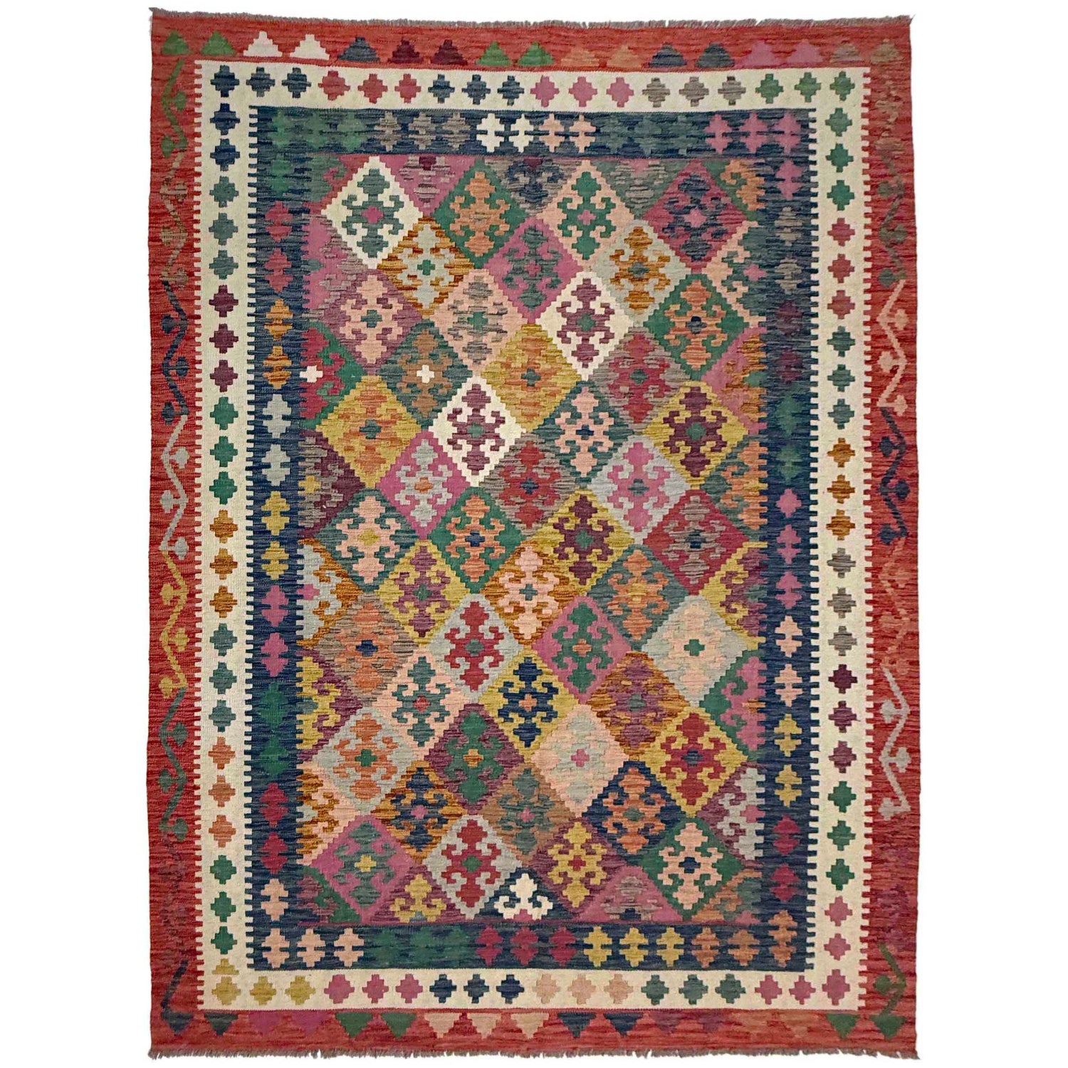 Handmade Vegetable Kilim 6' 7" x 9' 9" (ft) - No. R38628