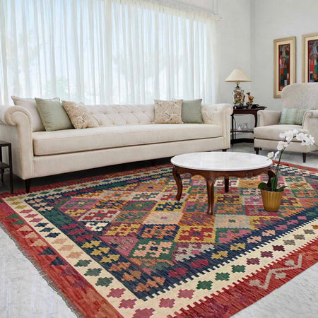 Handmade Vegetable Kilim 6' 7" x 9' 9" (ft) - No. R38628
