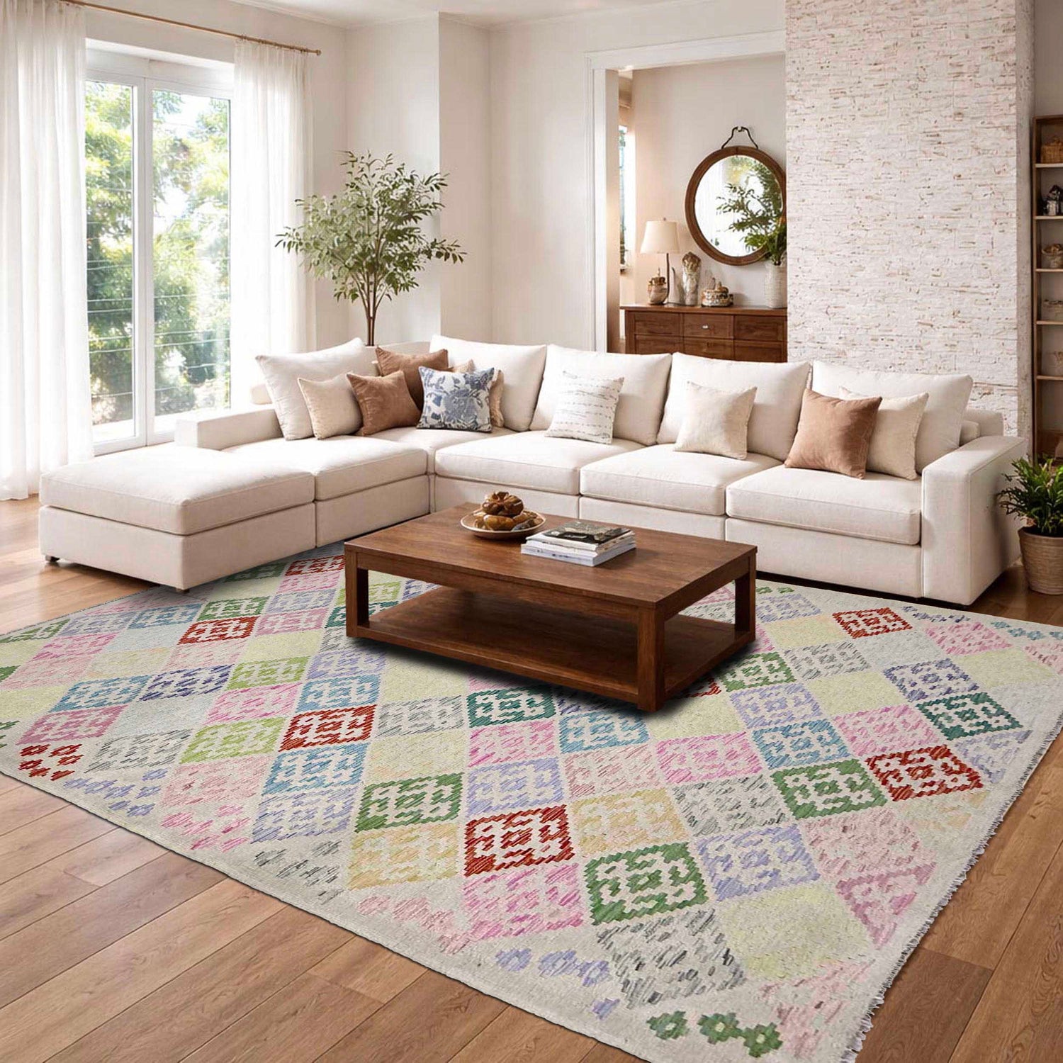 Handmade Vegetable Kelim 6' 7" x 9' 6" (ft) - No. R38629