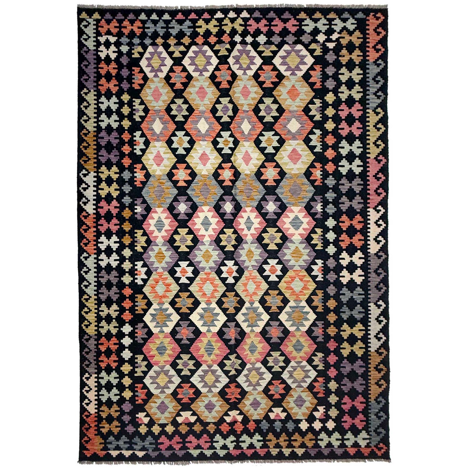 Handmade Vegetable Kelim 6' 6" x 9' 9" (ft) - No. R38631