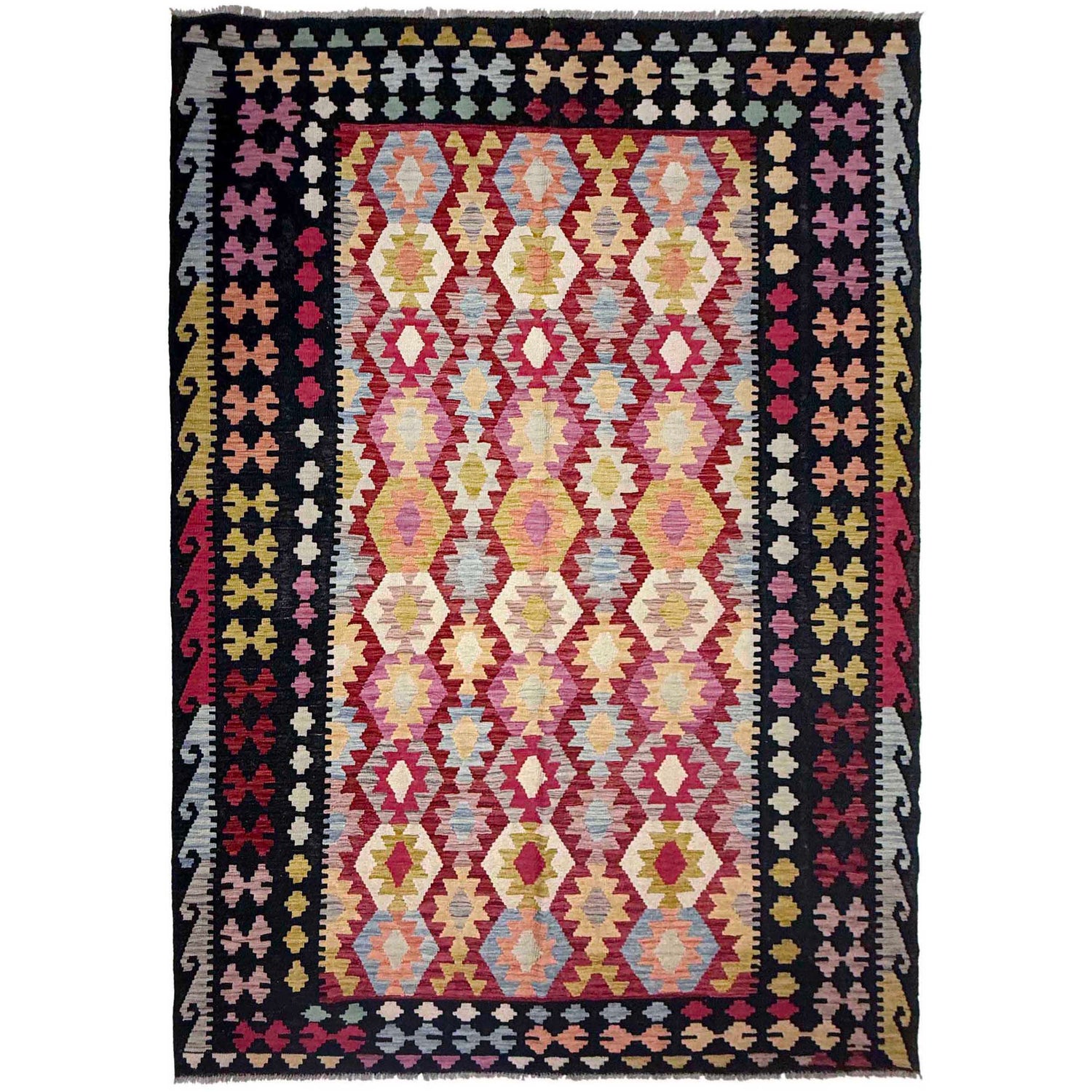 Handmade Vegetable Kilim 6' 7" x 9' 9" (ft) - No. R38632