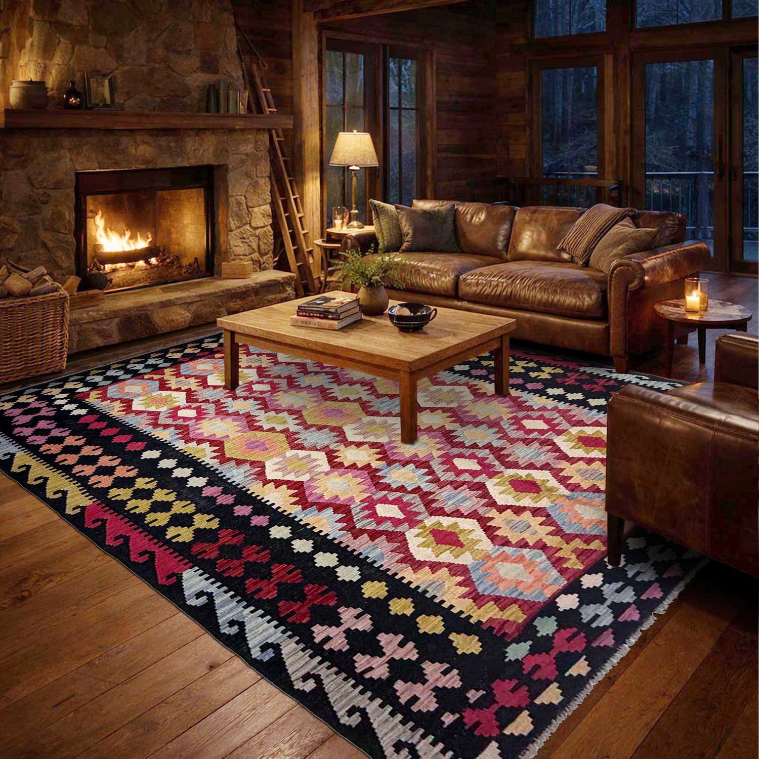 Handmade Vegetable Kilim 6' 7" x 9' 9" (ft) - No. R38632
