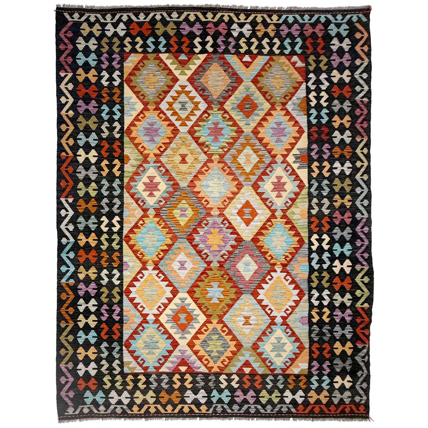 Handmade Vegetable Kelim 6' 9" x 9' 8" (ft) - No. R38633