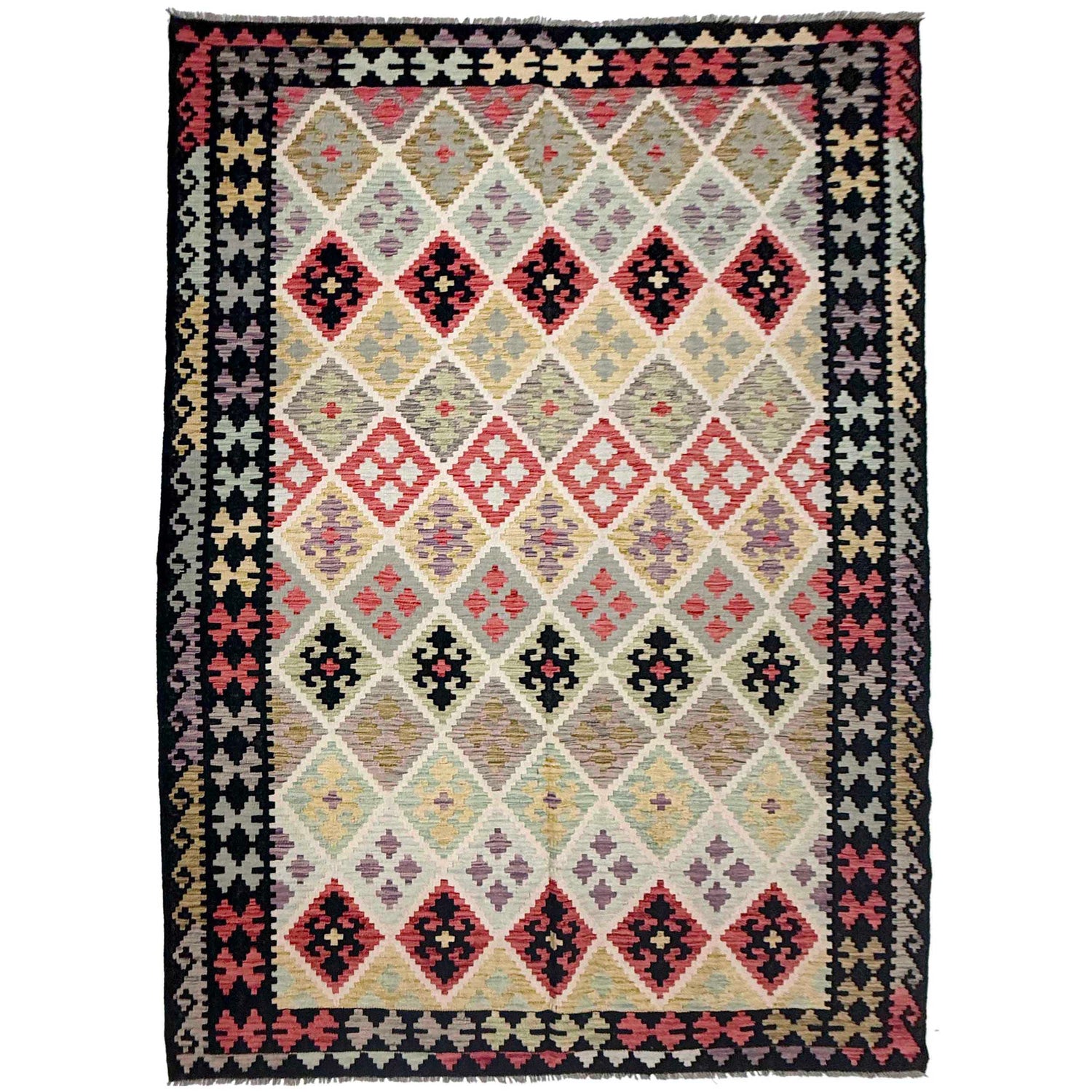 Handmade Vegetable Kelim 6' 8" x 9' 11" (ft) - No. R38635