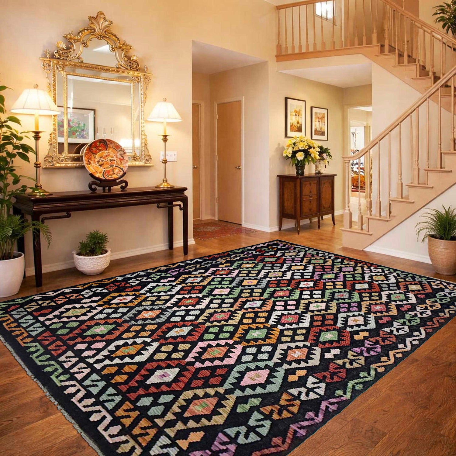 Handmade Vegetable Kilim 6' 6" x 9' 7" (ft) - No. R38636