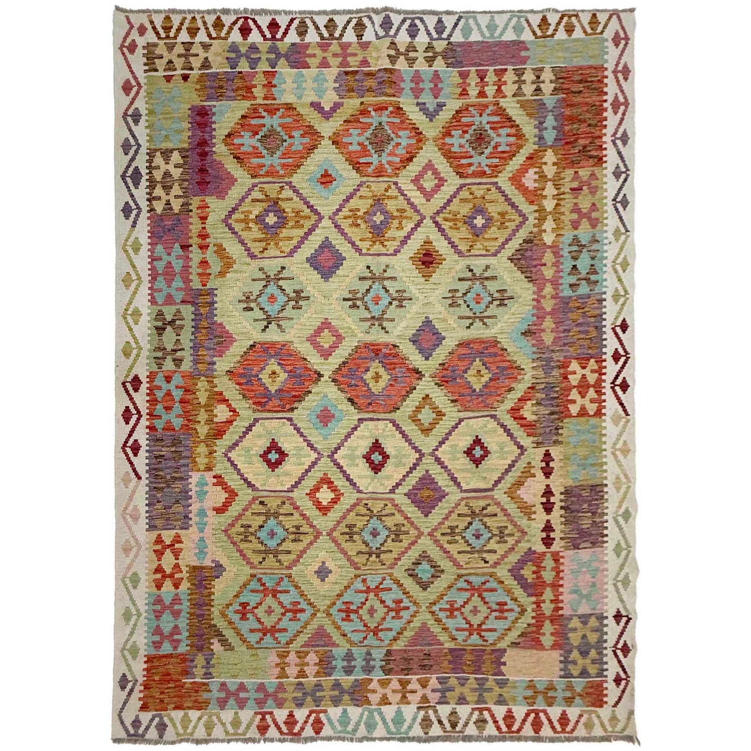 Handmade Vegetable Kelim 6' 8" x 9' 7" (ft) - No. R38640