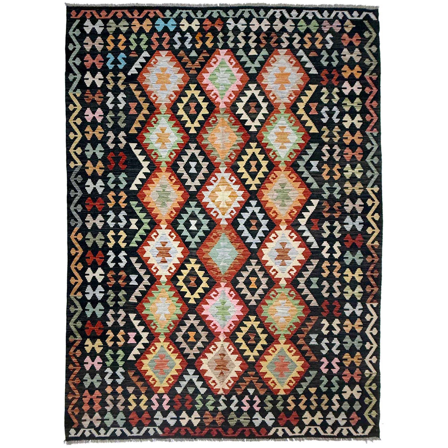 Handmade Vegetable Kelim 6' 10" x 9' 9" (ft) - No. R38642