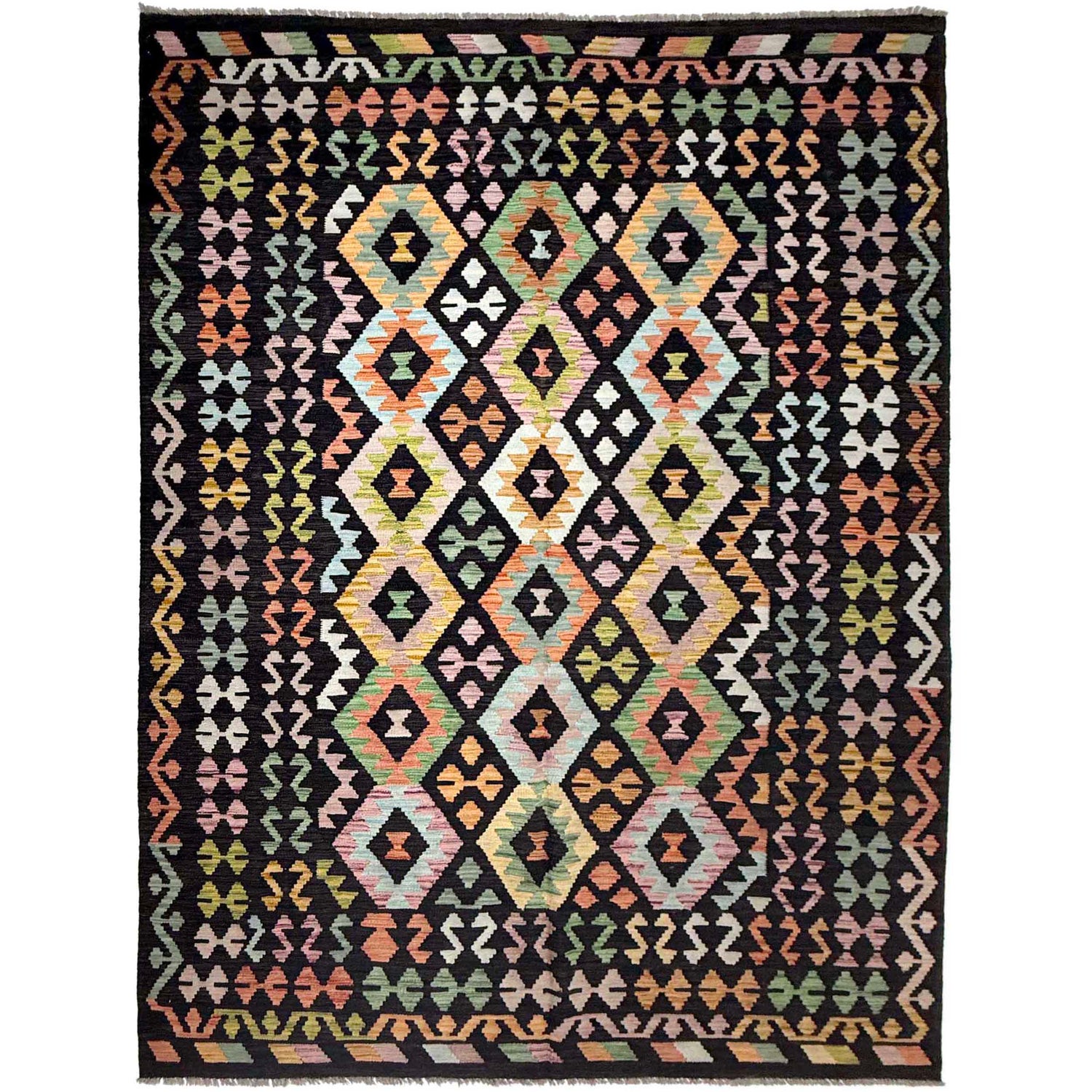 Handmade Vegetable Kilim 6' 7" x 9' 9" (ft) - No. R38643