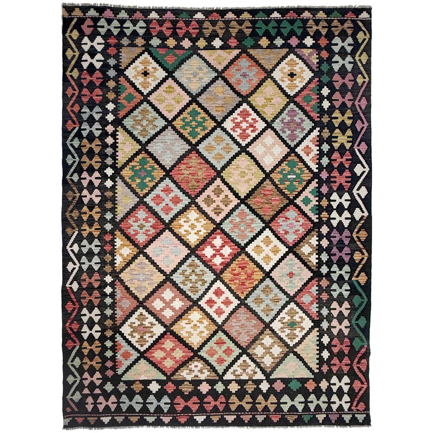 Handmade Vegetable Kilim 6' 7" x 9' 8" (ft) - No. R38666