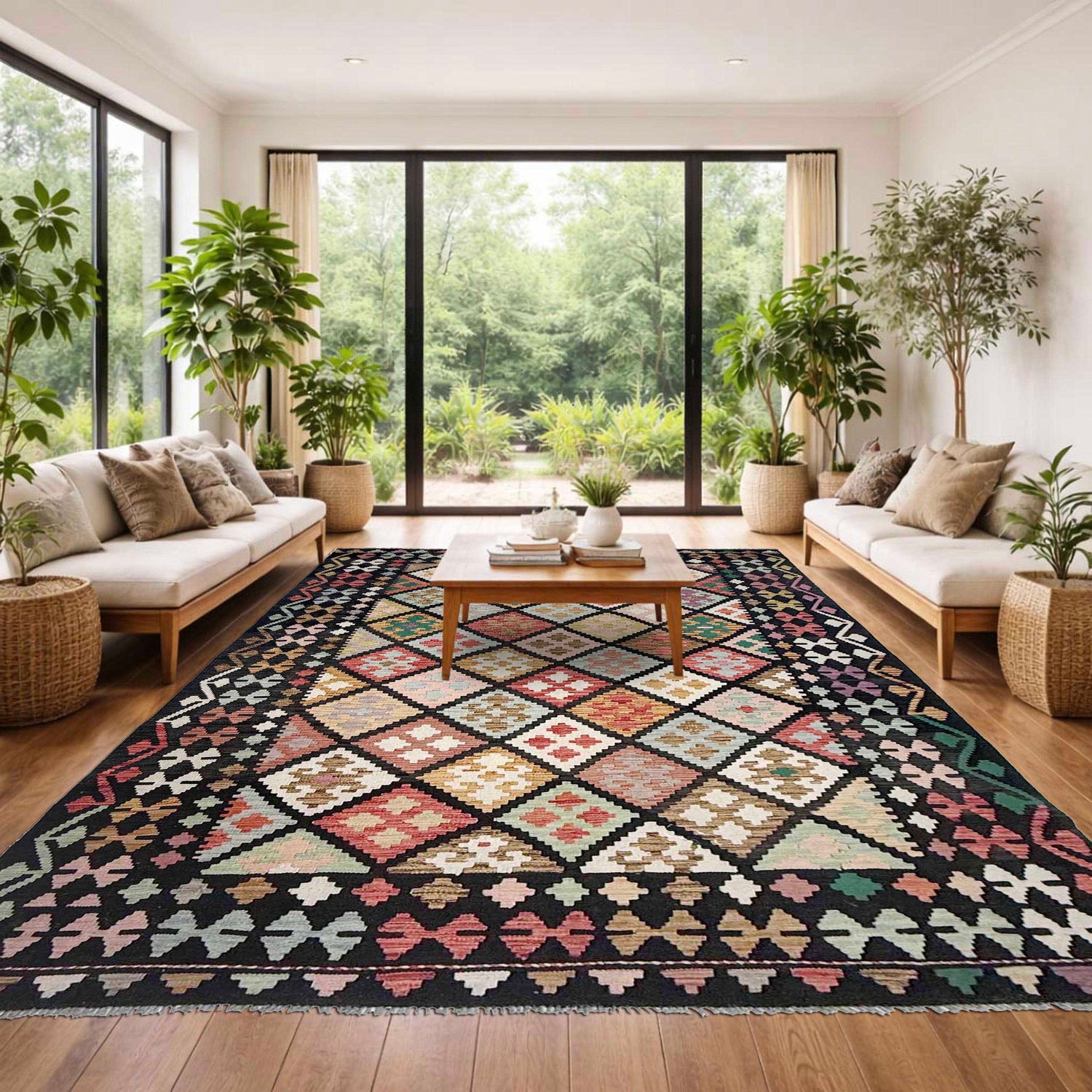 Handmade Vegetable Kilim 6' 7" x 9' 8" (ft) - No. R38666
