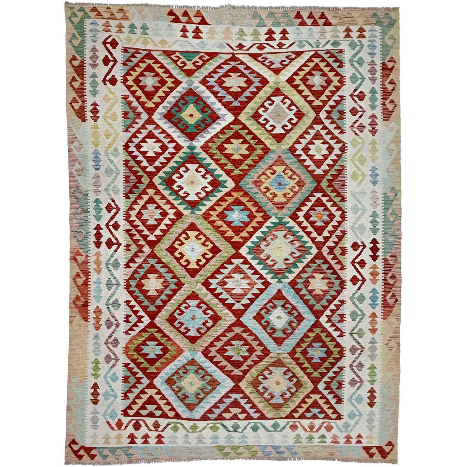 Handmade Vegetable Kilim 6' 9" x 9' 9" (ft) - No. R38674