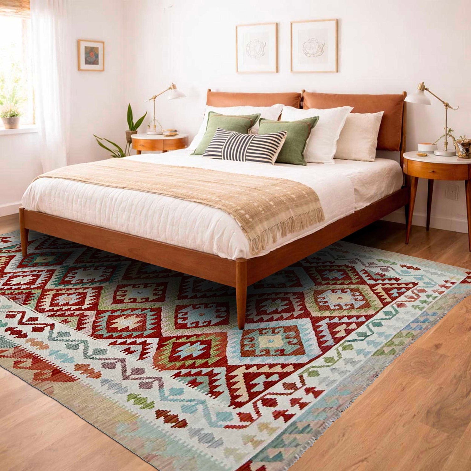 Handmade Vegetable Kilim 6' 9" x 9' 9" (ft) - No. R38674