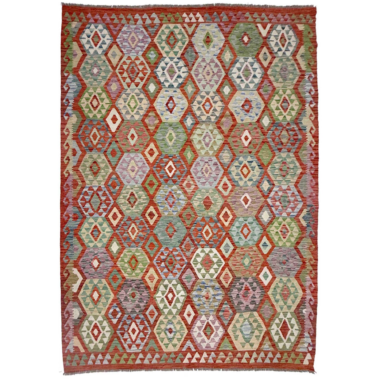 Handmade Vegetable Kelim 6' 11" x 9' 7" (ft) - No. R38683