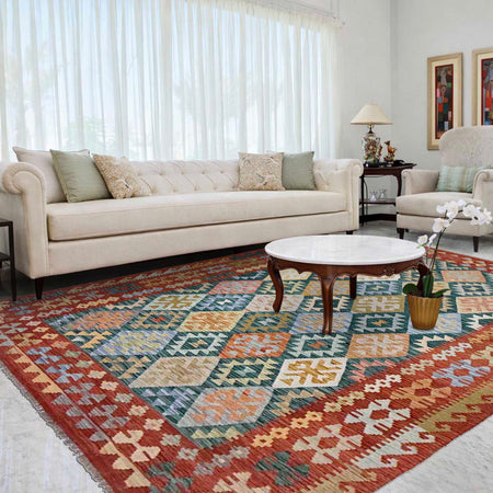 Handmade Vegetable Kilim 6' 8" x 9' 6" (ft) - No. R38684