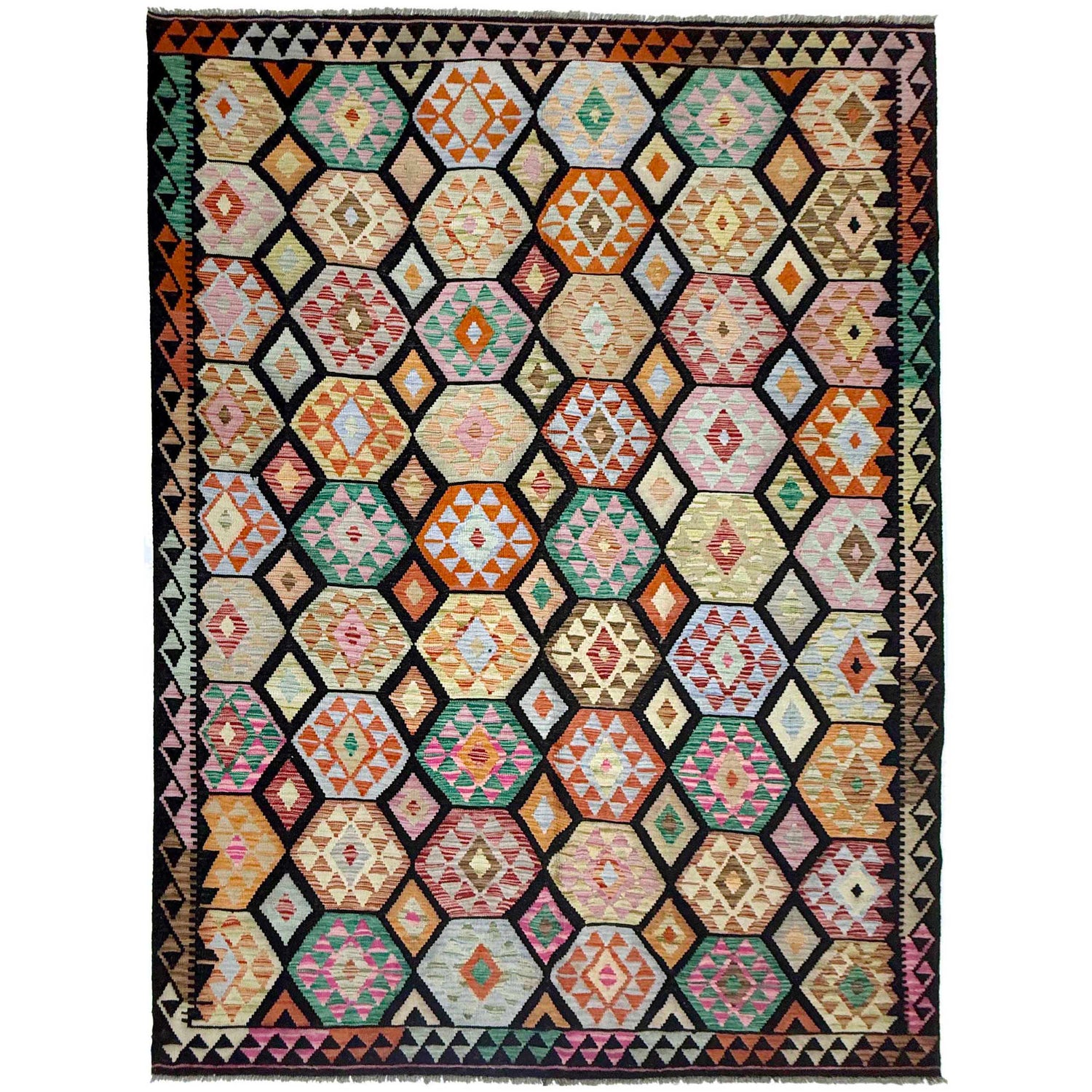 Handmade Vegetable Kelim 6' 7" x 9' 11" (ft) - No. R38691
