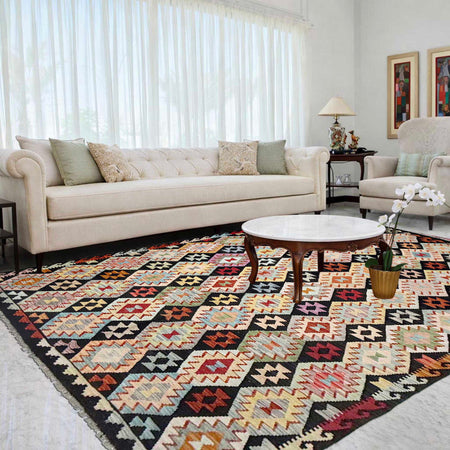 Handmade Vegetable Kilim 6' 8" x 9' 11" (ft) - No. R38692