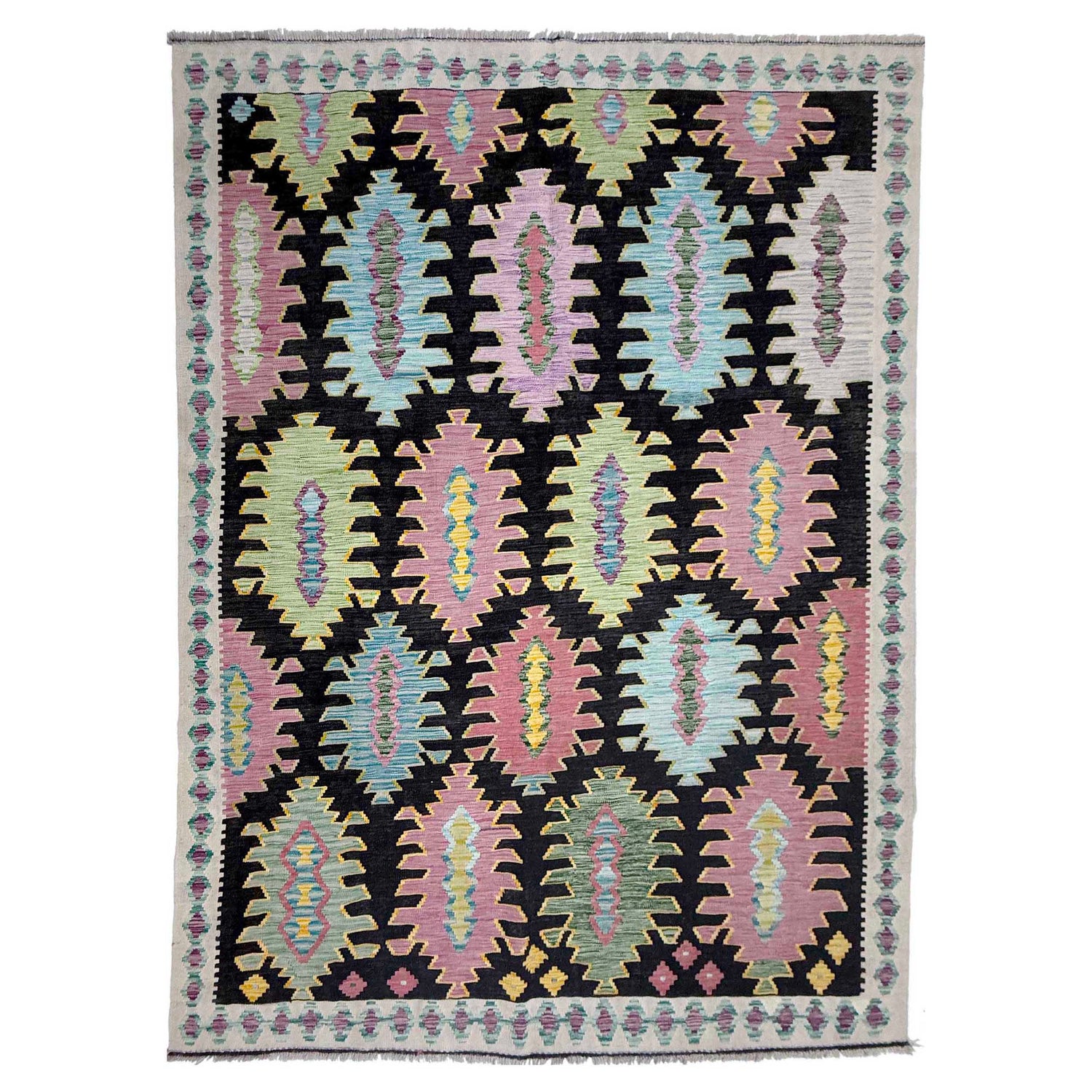 Handmade Vegetable Kilim 6' 8" x 9' 9" (ft) - No. R38699