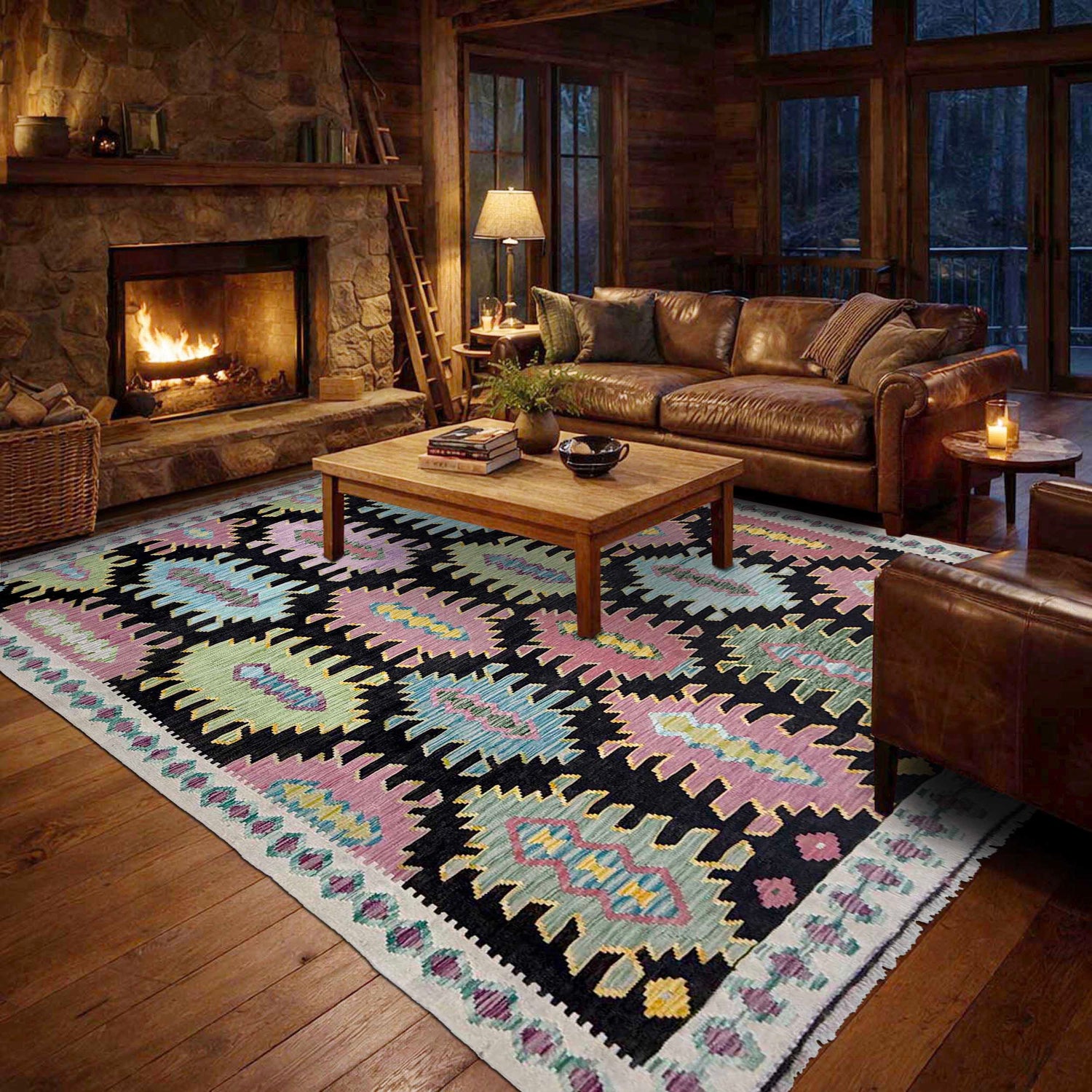 Handmade Vegetable Kilim 6' 8" x 9' 9" (ft) - No. R38699