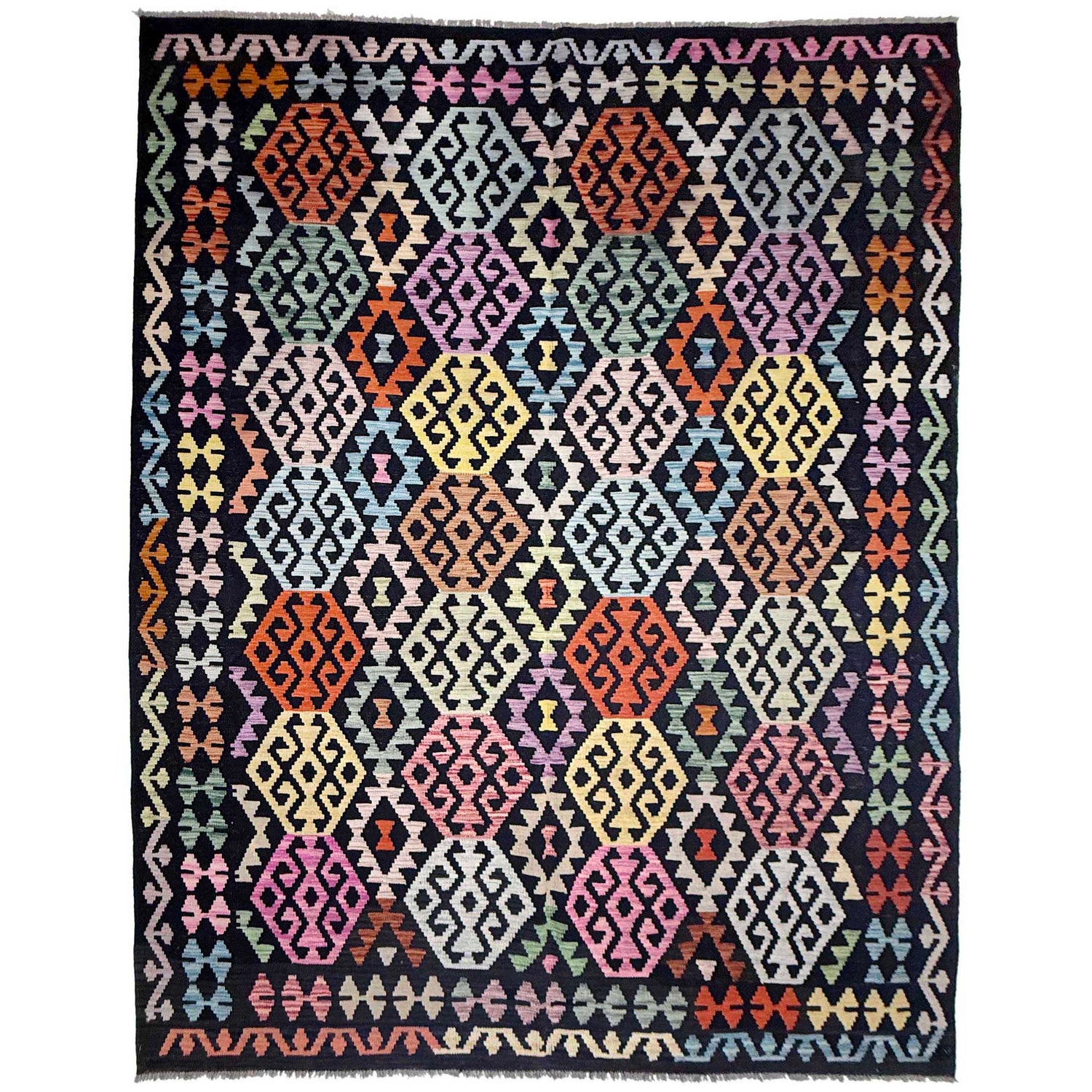 Handmade Vegetable Kelim 6' 9" x 9' 9" (ft) - No. R38702