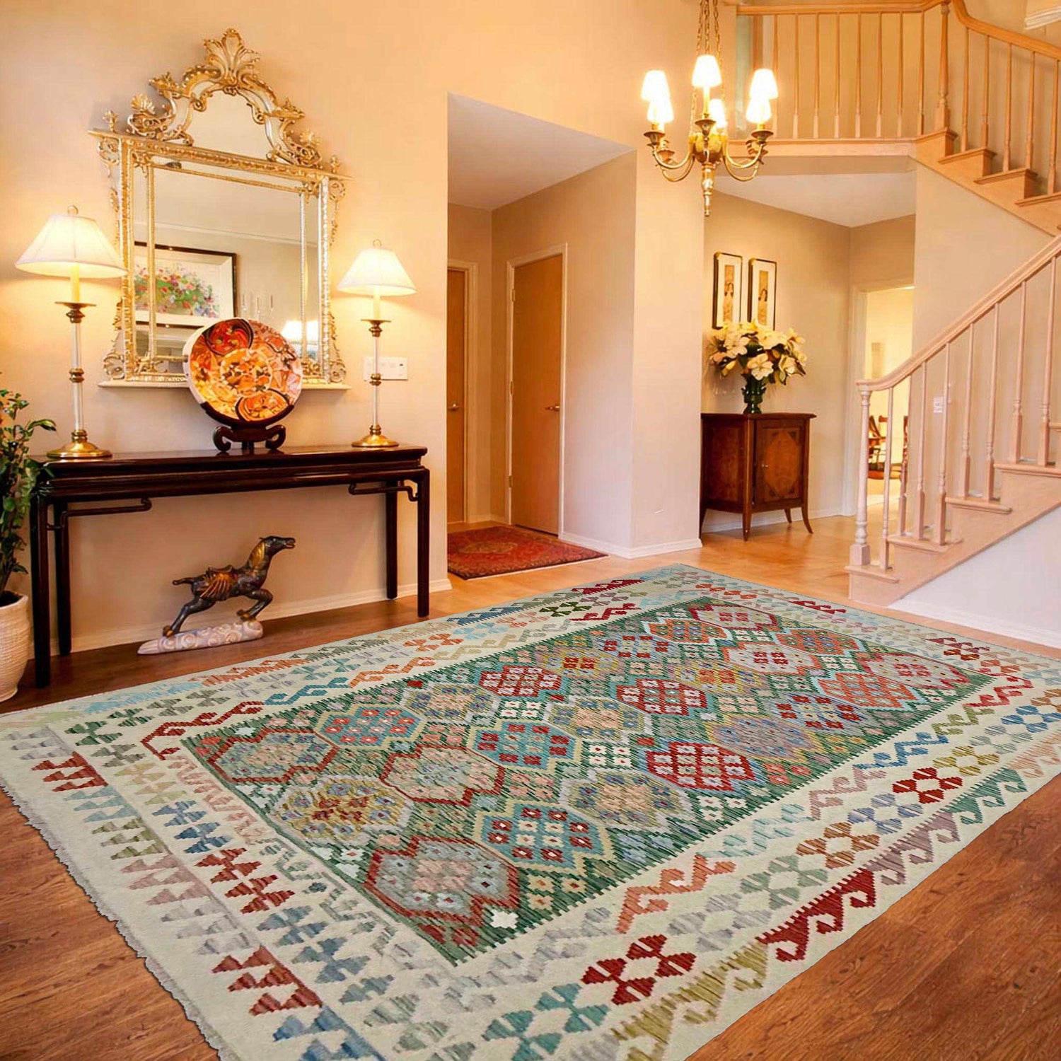 Handmade Vegetable Kelim 6' 4" x 9' 5" (ft) - No. R38711