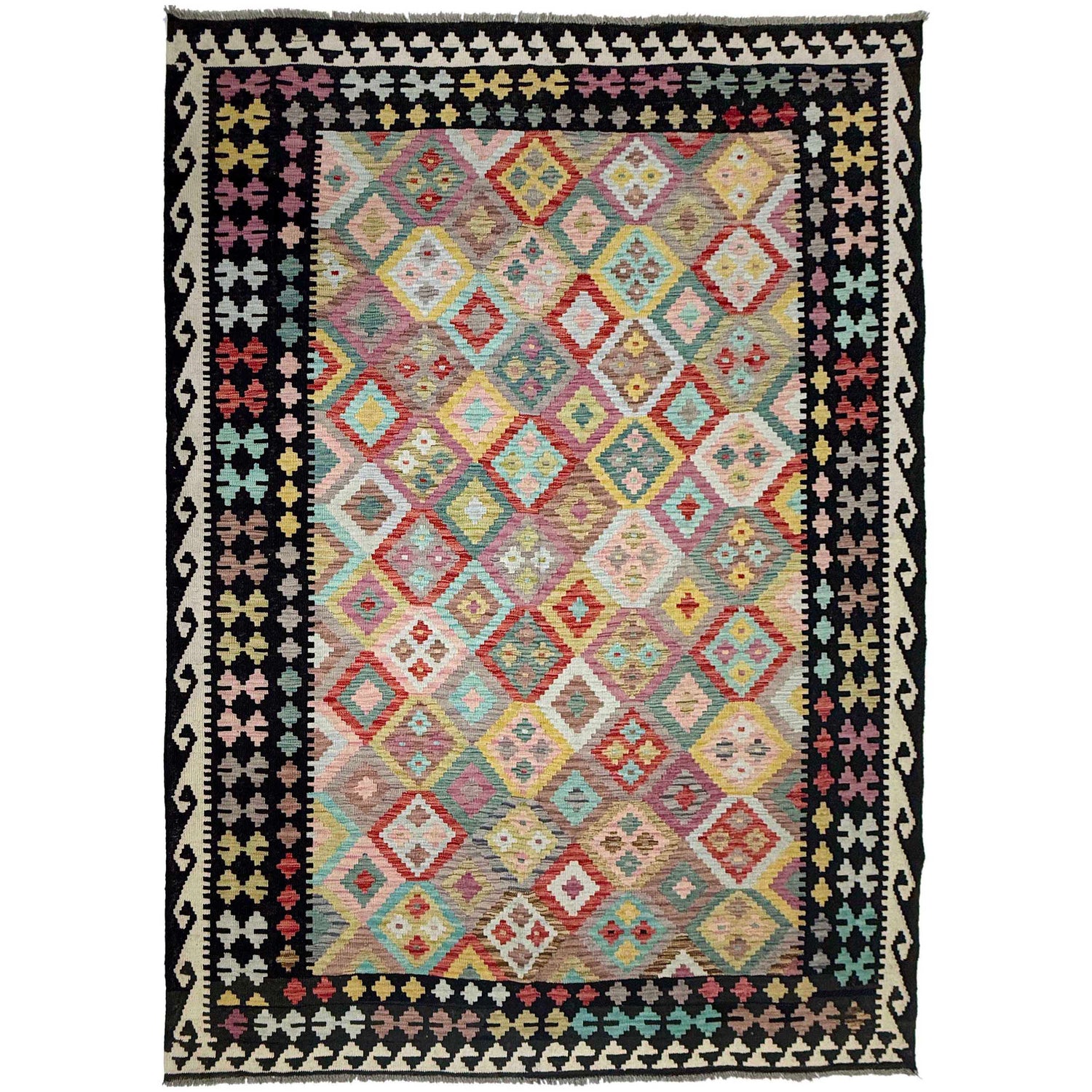 Handmade Vegetable Kilim 6' 11" x 9' 7" (ft) - No. R38713