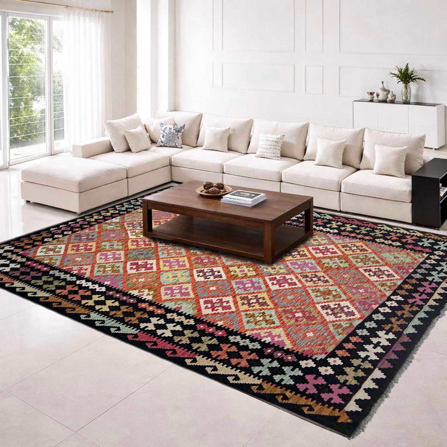 Handmade Vegetable Kilim 6' 11" x 10' 0" (ft) - No. R38715