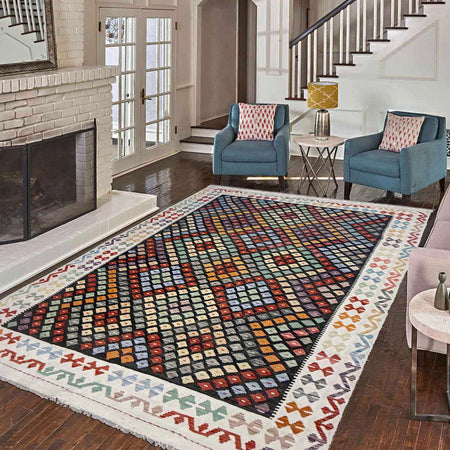 Handmade Vegetable Kelim 6' 4" x 9' 7" (ft) - No. R38725