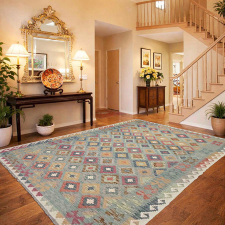 Handmade Vegetable Kilim 6' 7" x 10' 3" (ft) - No. R38726