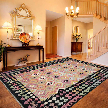 Handmade Vegetable Kelim 6' 8" x 9' 8" (ft) - No. R38745