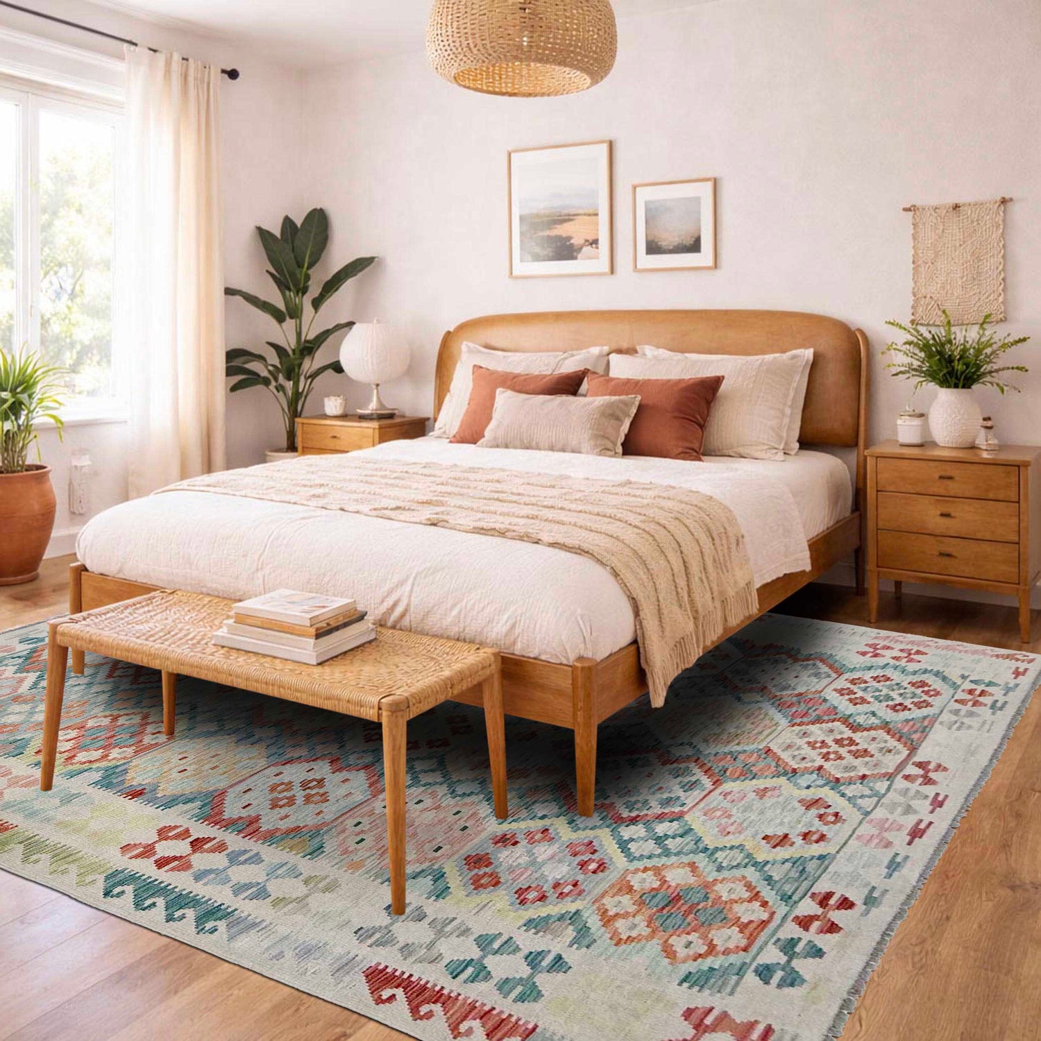 Handmade Vegetable Kilim 7' 0" x 9' 9" (ft) - No. R38746