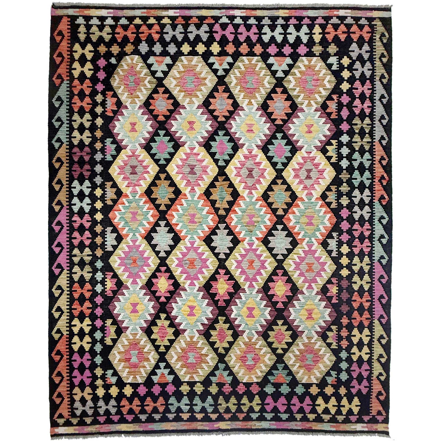 Handmade Vegetable Kilim 6' 8" x 9' 5" (ft) - No. R38748