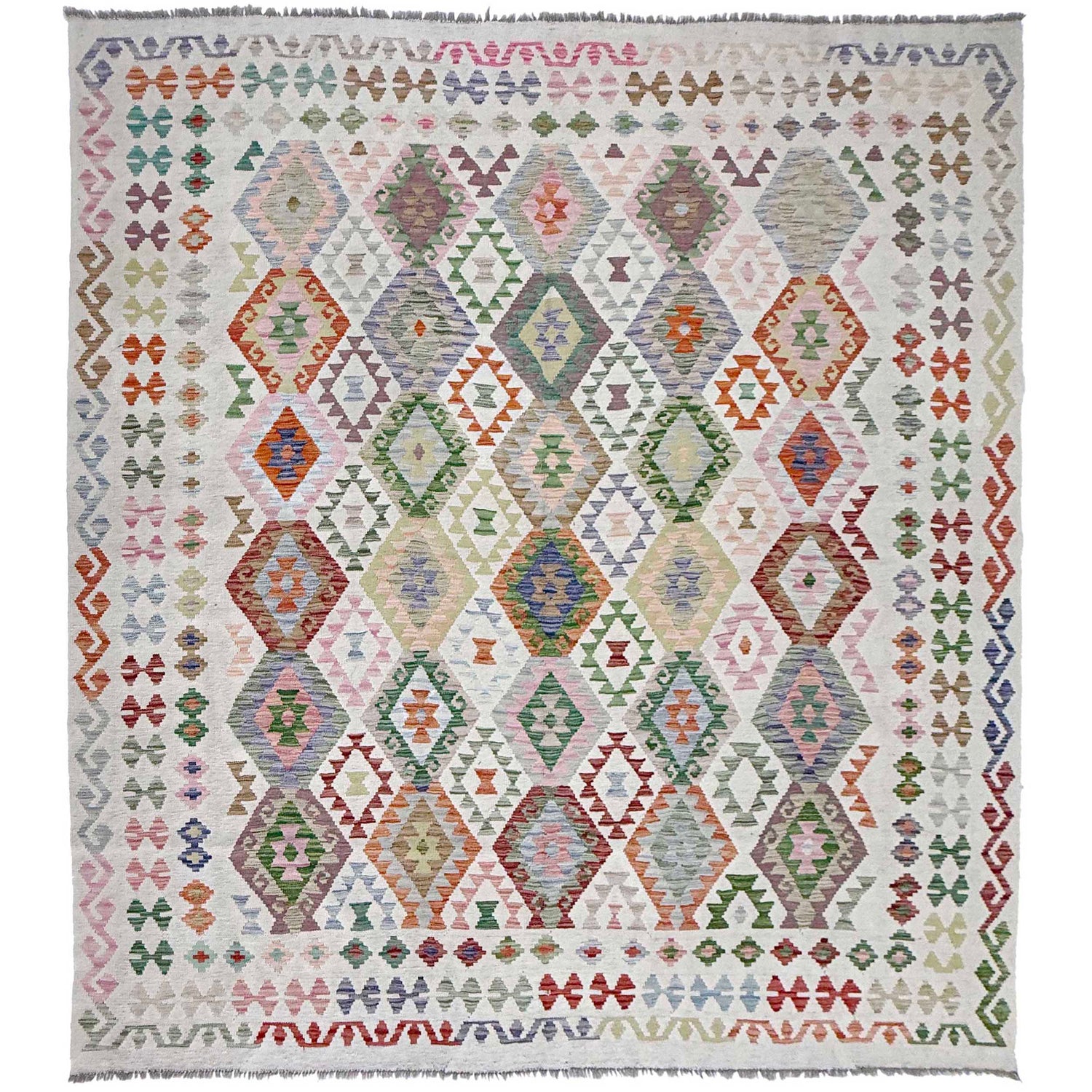 Handmade Vegetable Kilim 8' 10" x 9' 3" (ft) - No. R38782